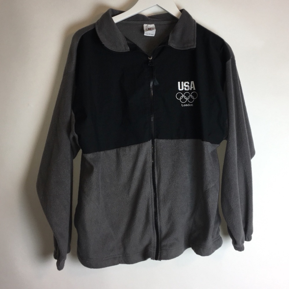Men's Zip Up Team USA London Sweater Large Black
